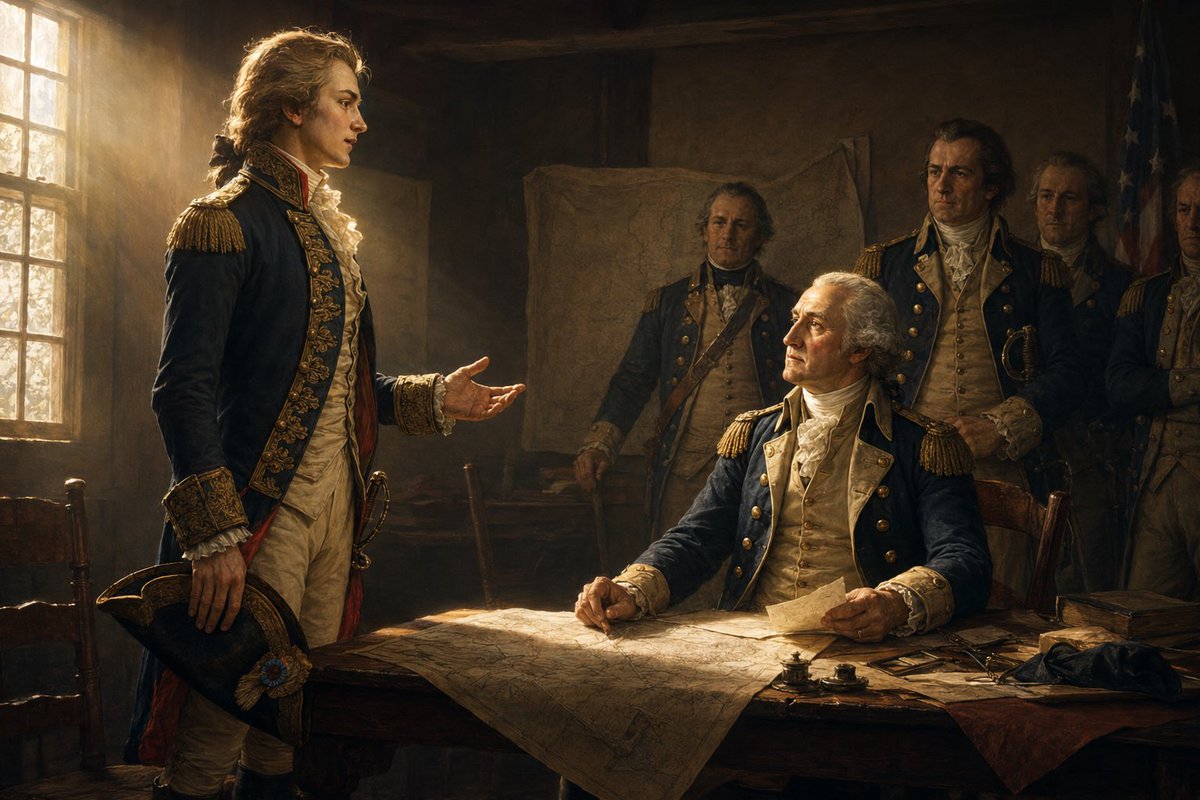 IronRodWarrior's tweet photo. Alma 61:15 teaches us that the spirit of freedom, is the Spirit of God.

🇺🇸 Miracles of the American Revolution. 

Day 18

LAFAYETTE’S TIMELY ARRIVAL

June 1777

By the spring of 1777 the American cause was struggling, yet again. 

Washington’s army had been driven out of New York, morale was low, and the British were preparing new offensives. The Continental Congress was desperate for experienced officers and foreign support, but help was slow in coming.

At that critical moment, a 19-year-old French nobleman named Marie-Joseph Paul Yves Roch Gilbert du Motier, Marquis de Lafayette, arrived in America. He had slipped out of France against the wishes of his government and used his own money to buy a ship and bring a small group of officers with him.

When Lafayette reached Philadelphia and offered his services to Congress for no pay, many were skeptical of the young foreigner. But when his papers reached General Washington, something changed. Washington immediately took a liking to the young man and brought him into his military family.

Lafayette’s arrival proved to be far more than just another officer. His enthusiasm, courage, and genuine love for the American cause lifted the spirits of both Washington and the army. The spirit of freedom was burning through his veins and it was palpable.

He quickly proved himself in battle and became one of Washington’s most trusted commanders. His presence also helped pave the way for the formal French alliance that would later turn the tide of the war.

This timely arrival of one young man at exactly the right moment brought fresh hope, leadership, and long-term strategic benefit to a cause that badly needed it.

It was the hand of Almighty God inspiring a young man through the true spirit of freedom, AKA the Holy Ghost.

When the American Revolution needed encouragement and capable leadership the most, God sent an unlikely young Frenchman who would become one of its greatest champions.