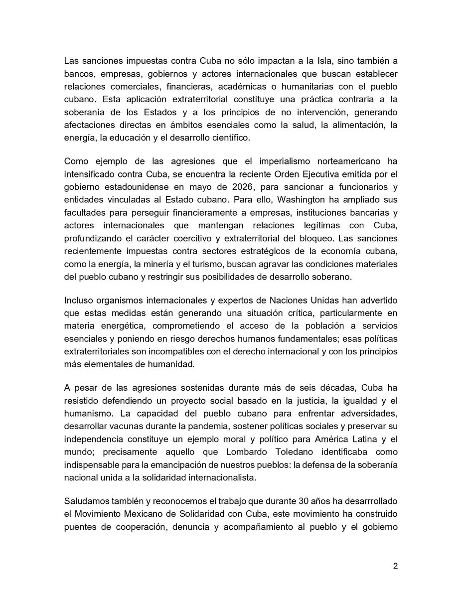 ppsdemexico's tweet photo. Saludo del #PPSM al 30° Encuentro Nacional de Solidaridad con Cuba en la Ciudad de Aguascalientes, México. 23 y 24 de mayo 2026.
#CubaNoEstáSola
#RaulEsRaúl https://t.co/RuagIDHi3I