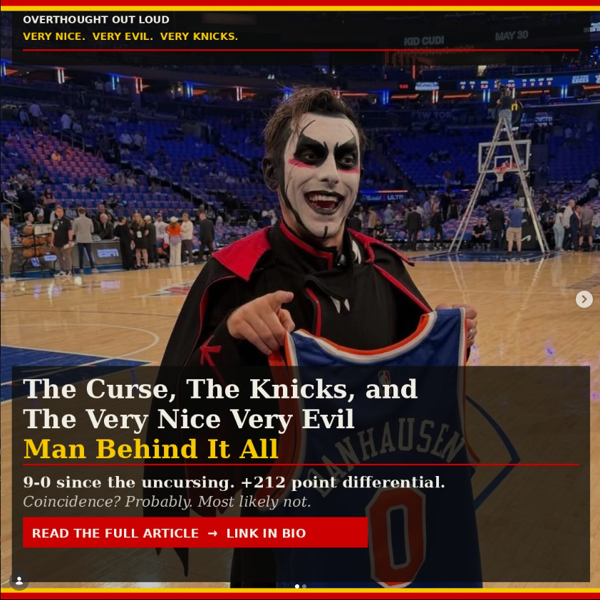 UnknownCauses's tweet photo. .@DanhausenAD
the Knicks are 9-0 since the uncursing and this fanhausen had to write about it. Covered your whole journey,  Detroit to the indies to AEW to WWE to Madison Square Garden. Very Nice. Very Evil. Very well documented.  https://t.co/Xq3GxVoE9x   I hope you like it! https://t.co/0q7bMC0780