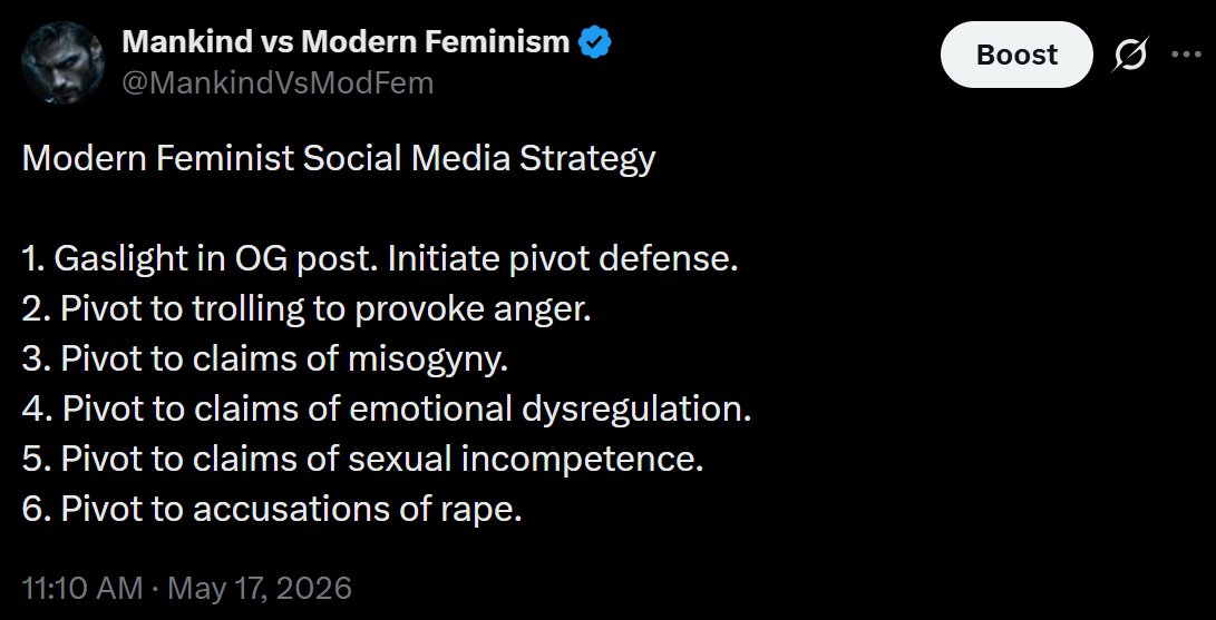 MankindVsModFem's tweet photo. @hashjenni Tell me again whose fantasy is being ruined, you gaslighting modern feminist. Typical strategy, tactic one, gaslight and lie. Why are you abusing women with these lies? Or are you just a psychopath and enjoys causing women pain? Why do you need other women to share your misery? https://t.co/B29WGkYvWQ