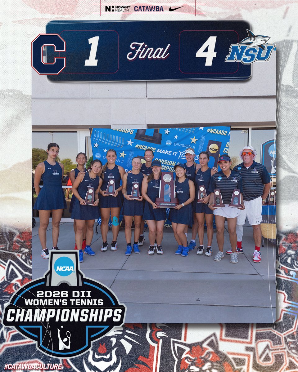 CatawbaIndians's tweet photo. 𝐍𝐀𝐓𝐈𝐎𝐍𝐀𝐋 𝐑𝐔𝐍𝐍𝐄𝐑-𝐔𝐏 🏆

A season we won't soon forget ends at the national title match.

Thank you, Catawba nation, for all your love and support of Catawba Tennis this week in Arizona! 💙❤️

#CatawbaCulture https://t.co/SCElZUHzUf