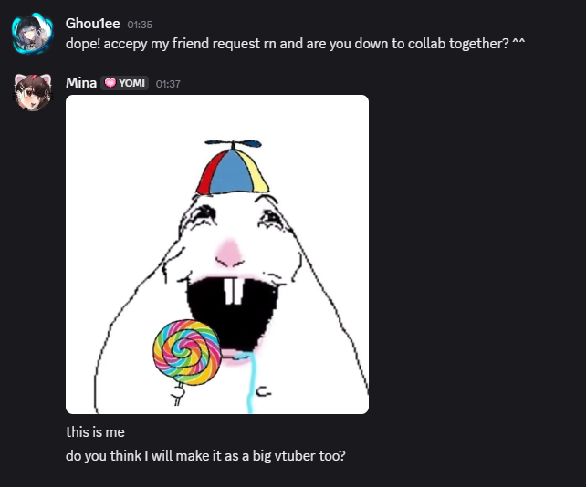minyaVT's tweet photo. OMG CHAT IM MAKING IT INTO THE BIG LEAGUES https://t.co/sL3dHg3AB8