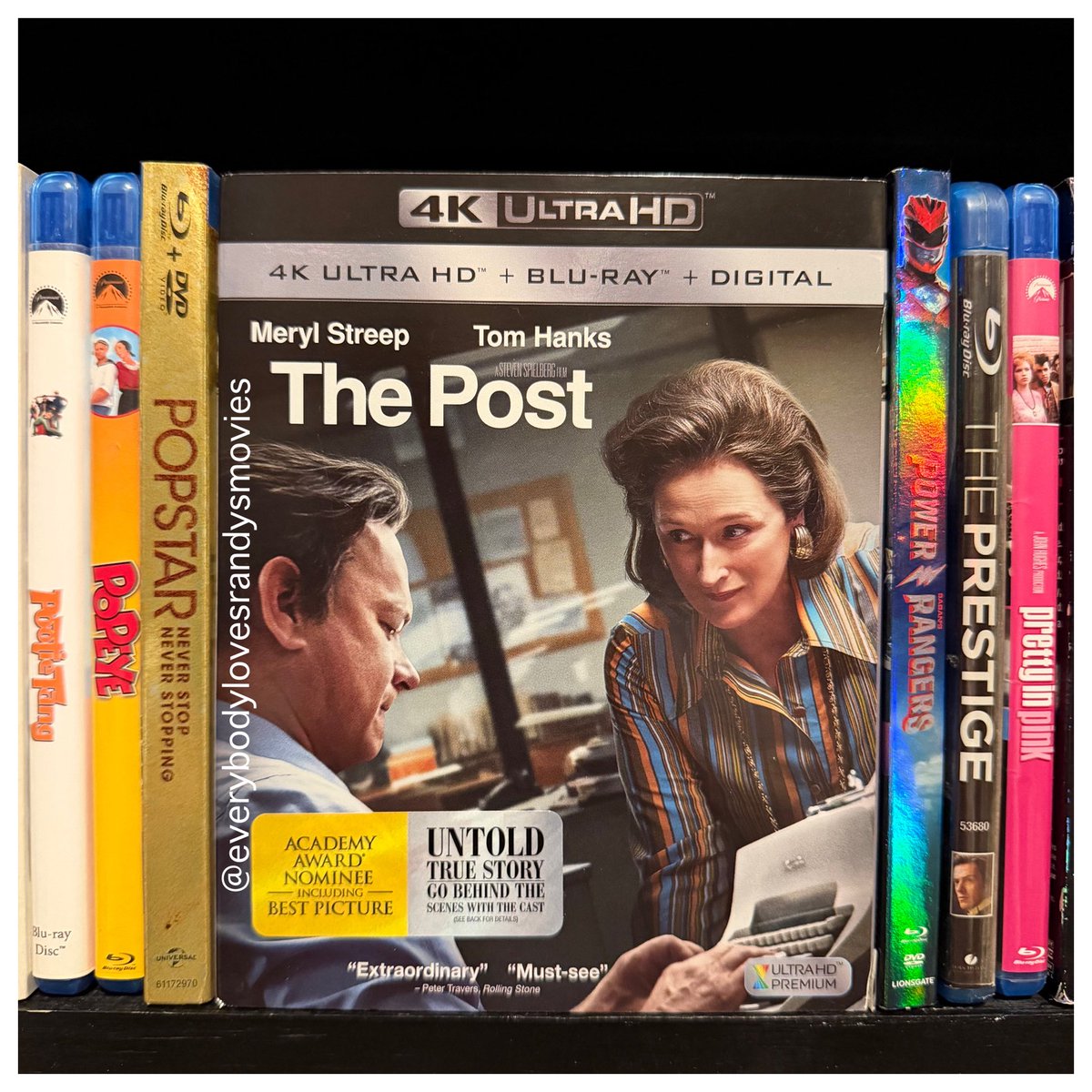 RandysMovies's tweet photo. Movie: #ThePost (2018)
Starring: #MerylStreep #TomHanks #SarahPaulson #BobOdenkirk #TracyLetts #BradleyWhitford #BruceGreenwood #MatthewRhys #AlisonBrie #CarrieCoon #JessePlemons #DavidCross #ZachWoods
Directed By: #StevenSpielberg
#FilmTwitter
#4kBluRay
#MovieNerd
#MovieCollector
#4kBluRayCollection
#MovieCollection
#MovieBuff
#PhysicalMedia 📰