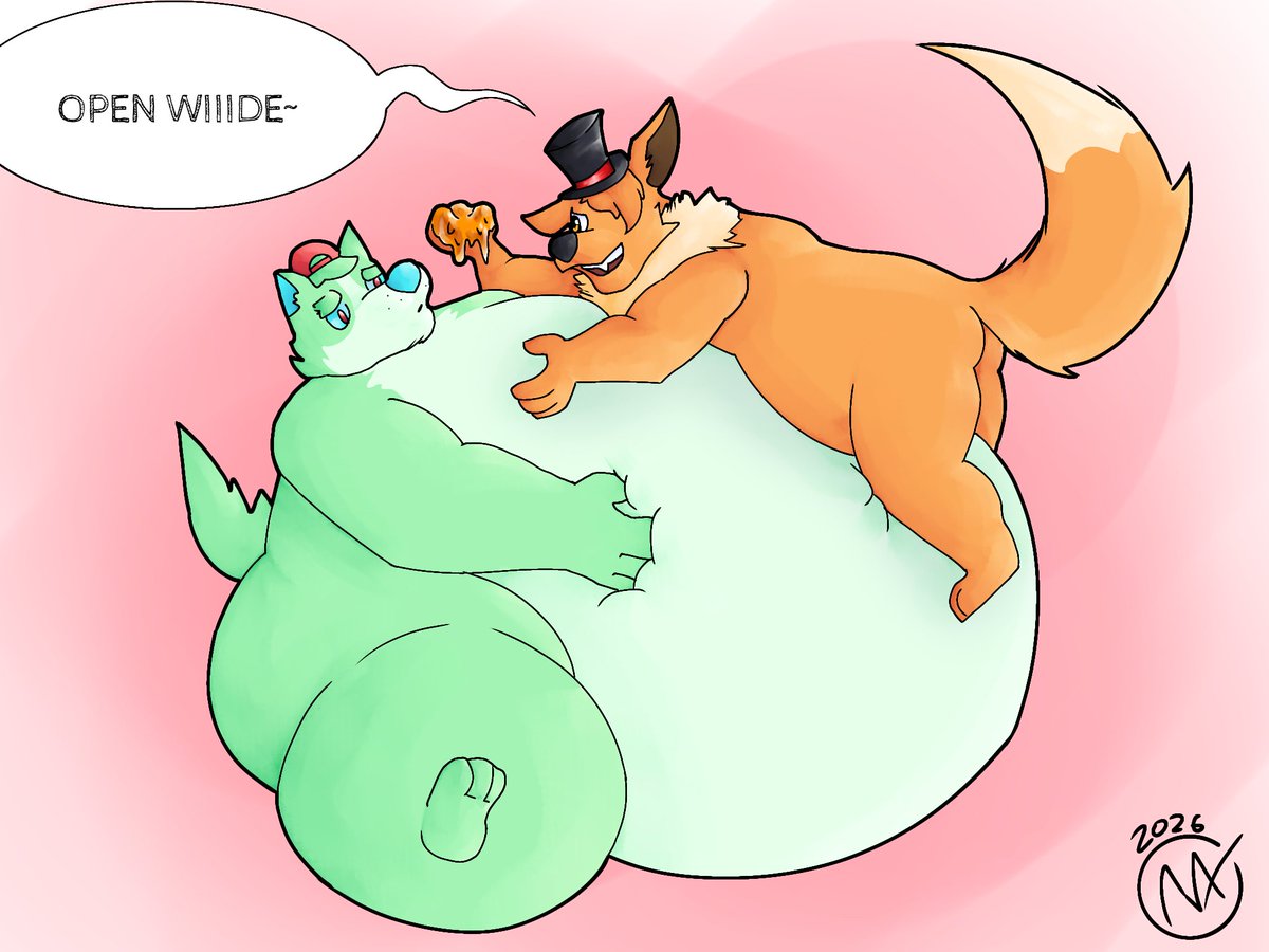 VinnyFatfur's tweet photo. A commission I did for @Slimeadepup of him being force fed #furry #commisson #fatfur https://t.co/J4WltN3XLi