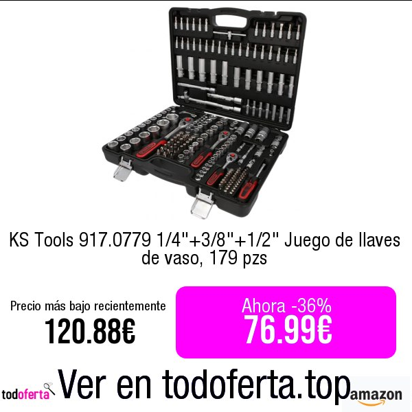 Todoferta1's tweet photo. Comprar ➡️ https://t.co/MAsecVqs3p

KS Tools 917.0779 1/4"+3/8"+1/2" Juego de llaves de vaso, 179 pzs #publi https://t.co/UZ9D5bGUK9