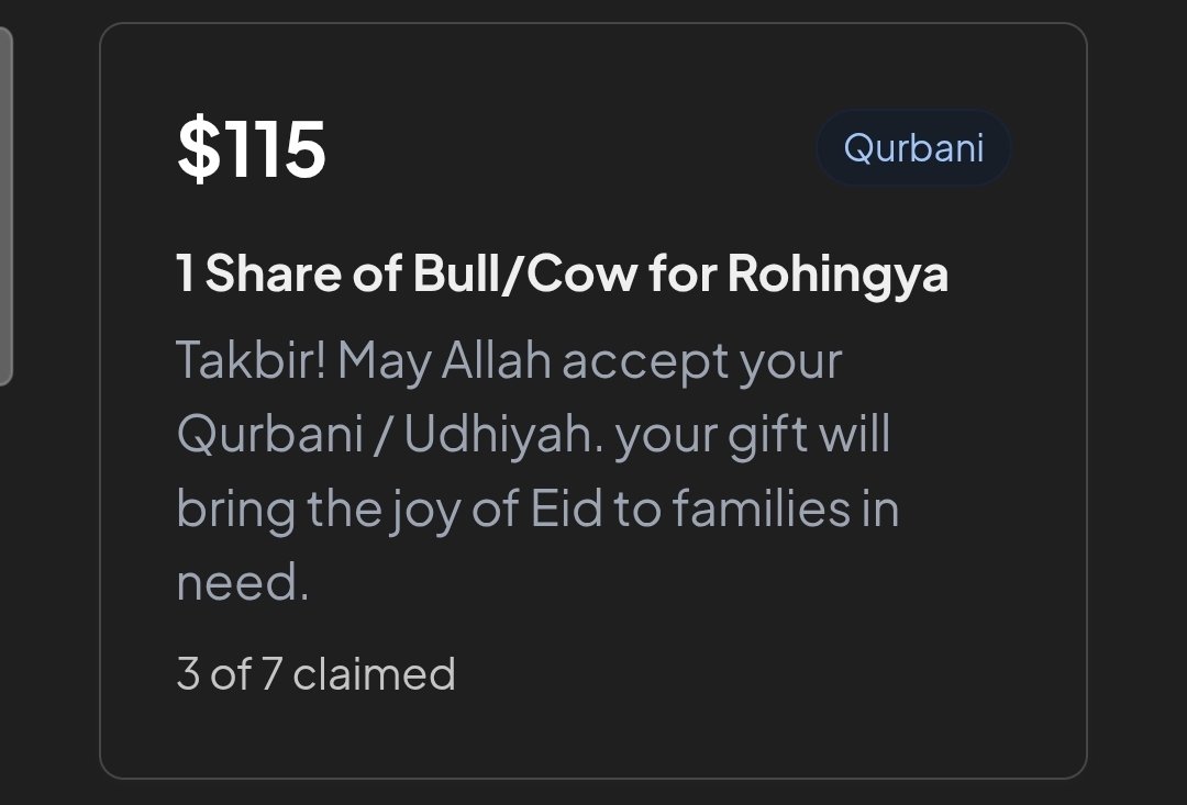 rco_org's tweet photo. Alhamdulillah, 3 Qurbani cow shares have already been completed. 🤍

We still urgently need 4 more shares to complete another cow for struggling refugee families this Eid ul Adha. One share is only $115.

Your small support can bring meat, smiles, and happiness to families who rarely taste it. 🥹🐄

May Allah accept every contribution. 🤲🏻
https://t.co/ZReT6EtSNc