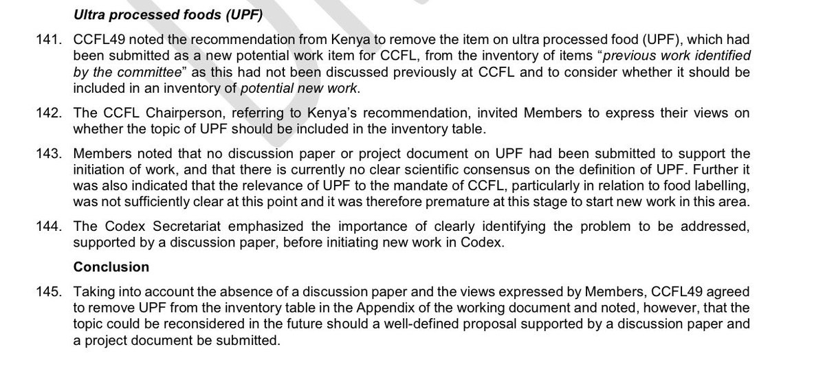 jplaraR's tweet photo. Codex has just made a decision on ultra-processed foods. And the decision was not to decide. At its 49th session in Ottawa, the Codex Alimentarius Committee on Food Labelling removed UPFs from its agenda. The reason: lack of scientific consensus on their definition.

This does not mean a pause. It means each country will regulate on its own (or should they?)

And it is already happening. Colombia is actively discussing how to regulate and label UPFs. Chile is also moving forward with its own criteria. A company operating across multiple LATAM markets could end up facing different definitions, requirements, and compliance risks in each jurisdiction simultaneously.

For legal and regulatory affairs teams, this is the most challenging scenario: different rules, different timelines, and different interpretations across markets where the same products circulate.

The absence of an international standard is a clear signal that UPF regulation will be built market by market.

#FoodLaw #UPF #UltraProcessedFoods #CodexAlimentarius #FoodRegulation #LATAM #RegulatoryAffairs #FoodPolicy #FoodIndustry #Labeling #Compliance #InternationalTrade