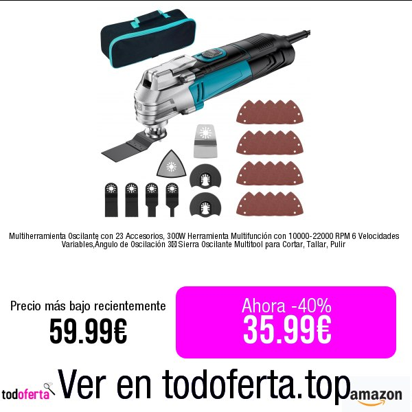 Todoferta1's tweet photo. Comprar ➡️ https://t.co/Isp5HsfJPT

Multiherramienta Oscilante con 23 Accesorios, 300W Herramienta Multifunción con 10000-22000 RPM 6 Velocidades Variables,Ángulo de Oscilación 3⁰ Sierra Oscilante Multitool para Cortar, Tallar, Pulir #publi https://t.co/bOR4CGB4P0