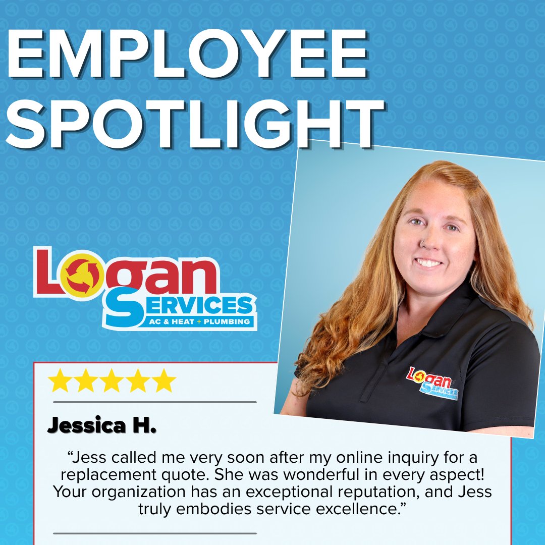 LoganServices's tweet photo. If you ever call Logan Services for a Free Estimate, you may get lucky and get to speak to Jess! 🗣️🌟 
As one of our Sales Coordinators, Jess helps make the scheduling process smooth, easy, and stress-free from the very first call. 📞 
🩵 Thanks for all you do, Jess! We’re lucky to have you on the Logan team.