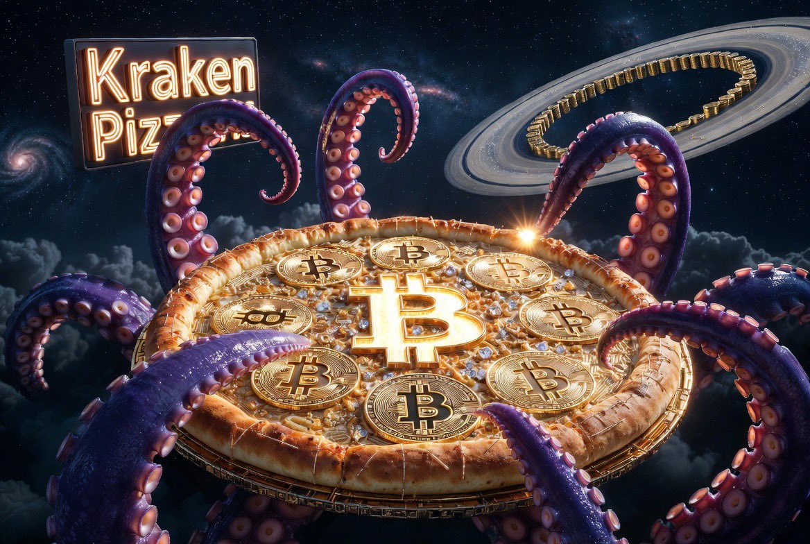 NATALIDYOR's tweet photo. @krakenfx My billion-dollar Kraken Pizza is ready! 🔥
Pure gold, diamonds, BTC toppings served by @krakenfx on a golden platter aboard a luxury yacht. One slice is a private island 🏝️

#KrakenPizzeria #BitcoinPizzaDay https://t.co/jShXry3cZj
