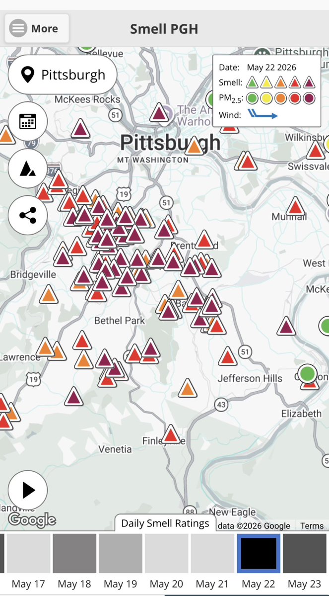 BreatheProject's tweet photo. Day 2 of horrific smells in the South Hills! Looking into the causee. Please keep reportin on SmellPGH https://t.co/zVnlSIOT1N