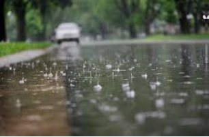 Heavy rain on road