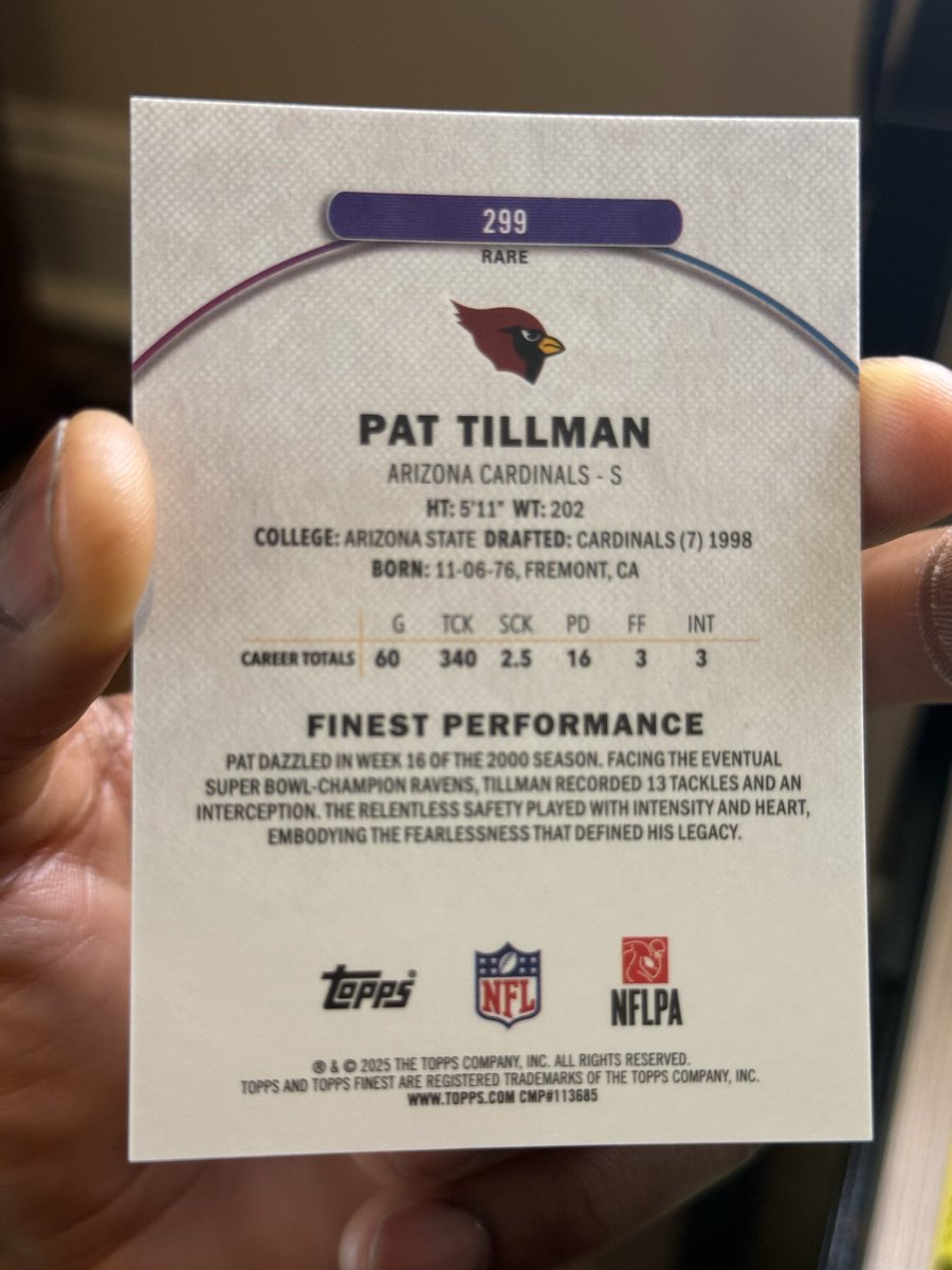 JeanMetellus's tweet photo. Pat Tillman /15 Rare - 2025 Topps Finest https://t.co/3eTRuFplqW