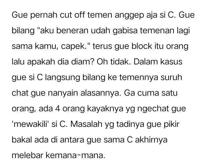balaidesca's tweet photo. @munlitmirage Ini sebenernya tergantung situasi / orangnya. Tapi seriusan deh kalo ngalamin sendiri gak akan sesimple yang ada di pikiran lo. Btw ini gue cerita berdasarkan pengalaman pribadi jd ngerasa paham sama pov org yg cut off.

 Setelahnya dia bahkan konfrontasi gue di grup yg lbh besar https://t.co/kKV6koDdIO