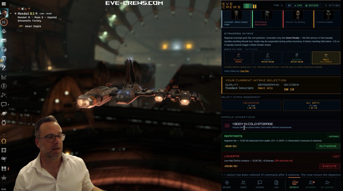 Freebooted's tweet photo. @WTF_Scatha Some screencaps of #EVECrews working alongside #EVEOnline, showing:

 - Crew recruitment
 - Bridge functions
 - Command Commissioning (startup)
 - Officer Academy https://t.co/tSSIFPqBvq