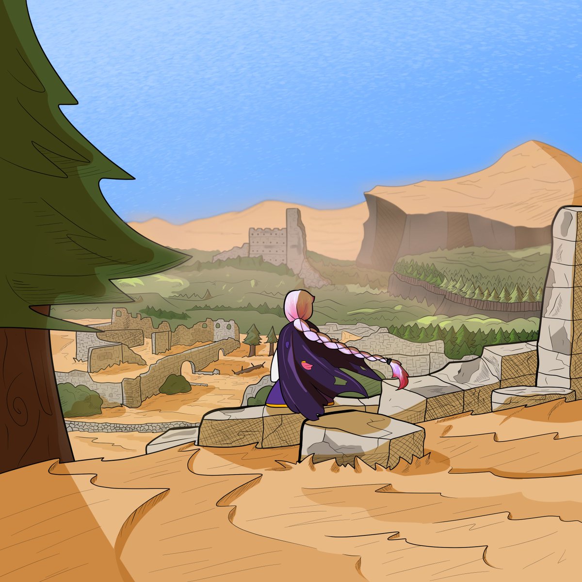 jasonyell's tweet photo. Luna is pondering a landscape #drawing #digitalart https://t.co/liGqmjwZFh