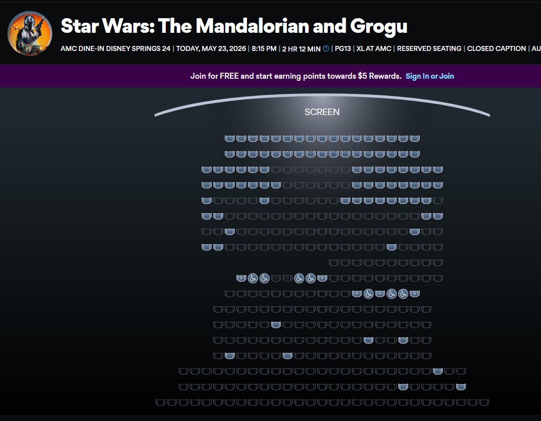 JGeoffHolland's tweet photo. @wdwpro1 The seats sold at the AMC at Disney World in Florida 3 minutes before the show starts... https://t.co/PLSse2opO1