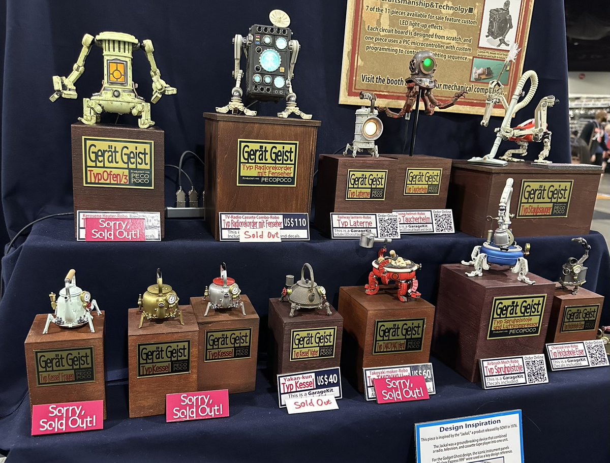10zibutton's tweet photo. Wonder Festival US — Day 3 complete! 🎉

Thanks to all of you,
every garage kit is now SOLD OUT! 🙏

On the final day tomorrow,
we still have finished models available!
Come visit us at booth WON-0908! 🤖

#GadgetGhost #WonderFestUS #MomoCon
#Mecha #Steampunk #Tsukumogami https://t.co/CwhvdWyupW