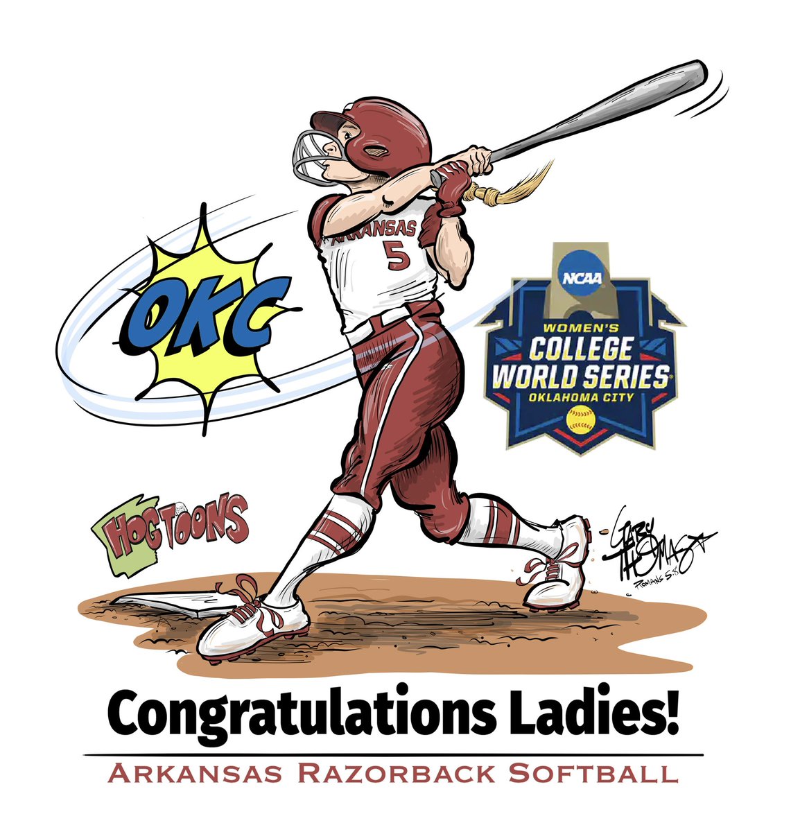 realrayzorback's tweet photo. Congrats ladies! Well deserved! OKC! Womens CWS. Go Hogs! @RazorbackSB @CoachDeifel @djgasso @wholehogsports #hogtoons https://t.co/kXdMTkBBnK