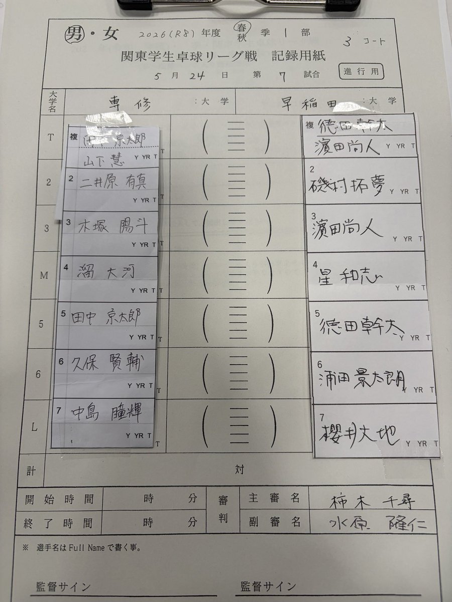 関東学生卓球連盟【公式】 tweet media