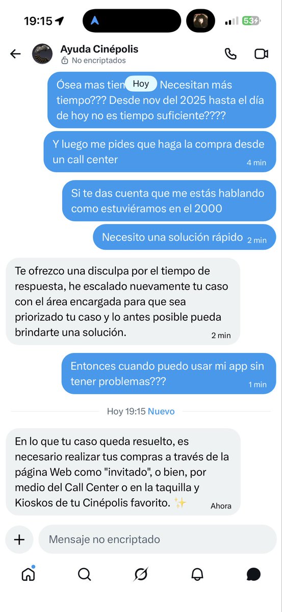 edd13z's tweet photo. @aleber2489 @Cinepolis @Paloma_Nacho Estoy en la misma situación desde nov del 2025 y no he tenido solución a mi caso, y creo que esperan que la app se solucione sola. Por qué me piden más tiempo, cuando el pago que realizo no lo hago en 15 días hábiles, lo hago en el momento https://t.co/C2FBgVdnCs