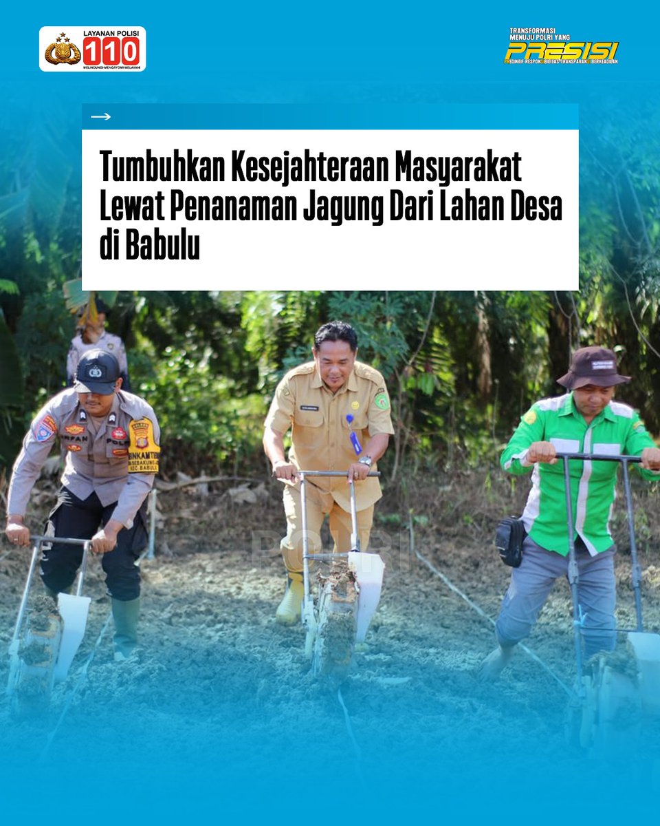bidhumas_jatim's tweet photo. Komitmen mendukung program ketahanan pangan, Polri melalui Polsek Babulu, Polres Penajam Paser Utara, Polda Kalimantan timur melaksanakan mendampingan kegiatan penanaman jagung pipil di Desa Sebakung Jaya, Kecamatan Babulu.  Polri Berkomitmen #MenjagaKetahananPangan https://t.co/4PgLXRAKOo