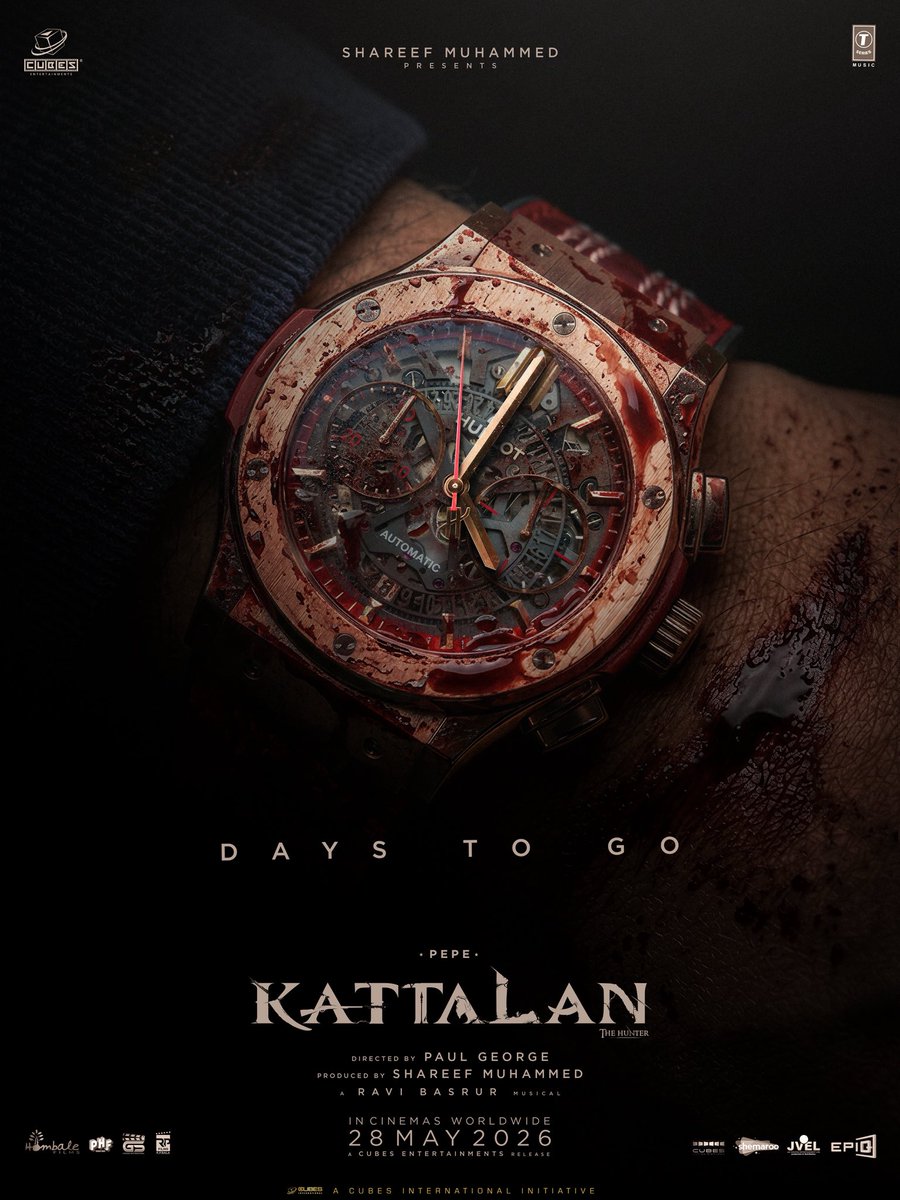 CubesEntrtnmnts's tweet photo. 04 Days to the Hunt🪓

Tickets Booking Open Now🎫

KATTALAN Worldwide Release on May 28🔥 

Get ready for the HUNT🪓

Worldwide Release on May 28,2026 ⏳

🌎A Cubes International Initiative https://t.co/WUZj0DZUZf