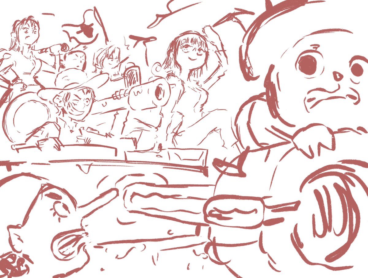 SadFishArt's tweet photo. The straw hats painting war quick sketch 

#ONEPIECE〜 https://t.co/2sZSskGMdx