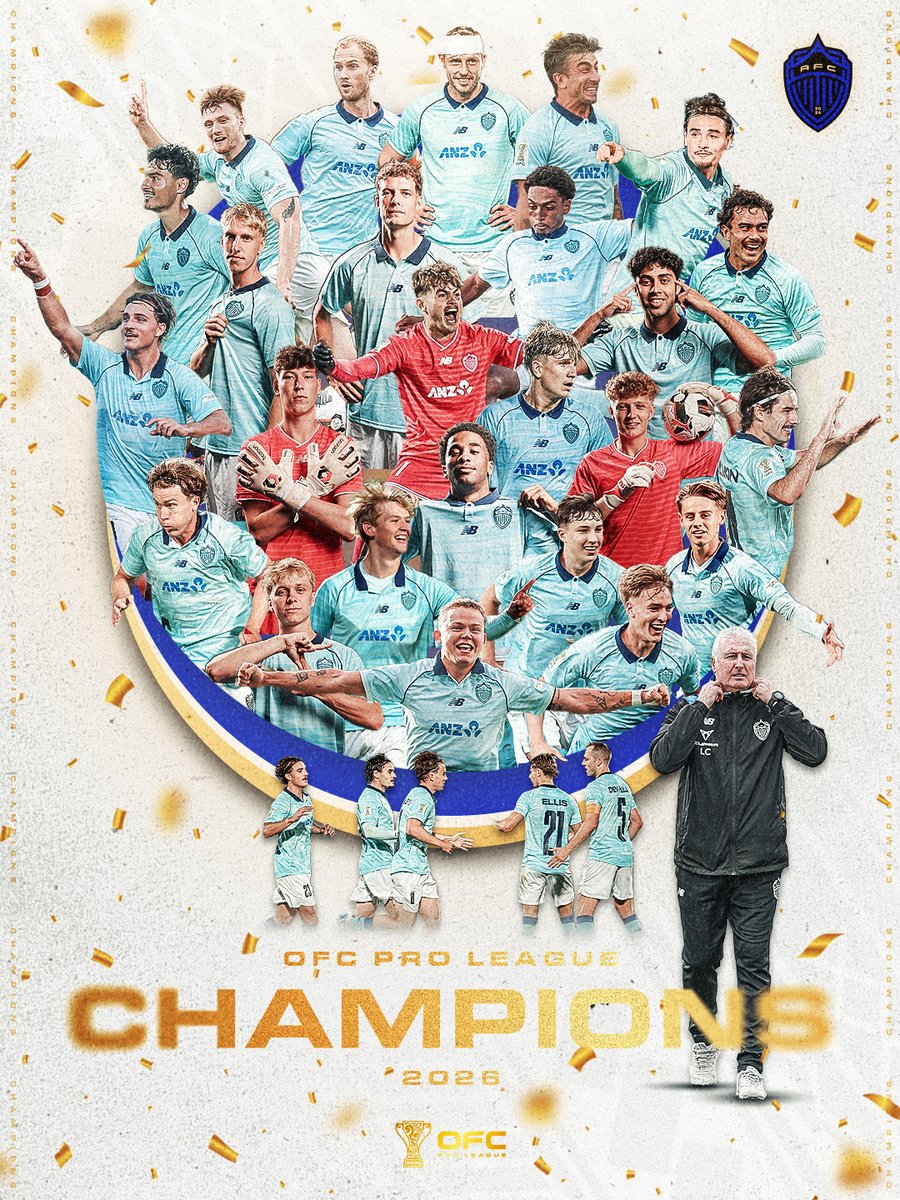 OFCProLeague's tweet photo. History makers! 🏆 

@fc_auckland become the first-ever winners of the OFC Pro League.

#OFCProLeague https://t.co/8784OVGDzP