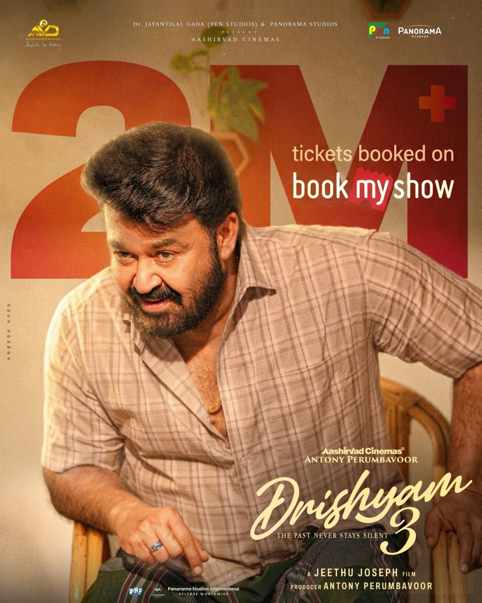 Moh_Afsin99's tweet photo. 🚨 #Fastest 2M tickets for a malayalam film🔥😈📈.
Biggest sunday in history 🥵🙏🏻
#Drishyam3 #Mohanlal https://t.co/wgcyQNll5E