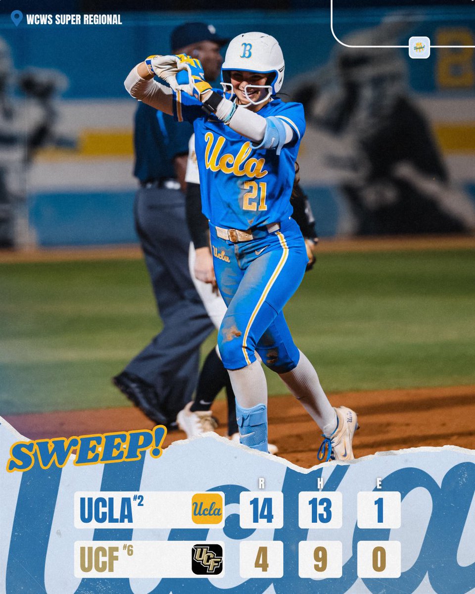 StoolWestwood's tweet photo. GOOD KNIGHT!!!

UCLA SWEEPS UCF AND IS HEADED BACK TO THE WOMEN'S COLLEGE WORLD SERIES https://t.co/0rwF7jTDj1