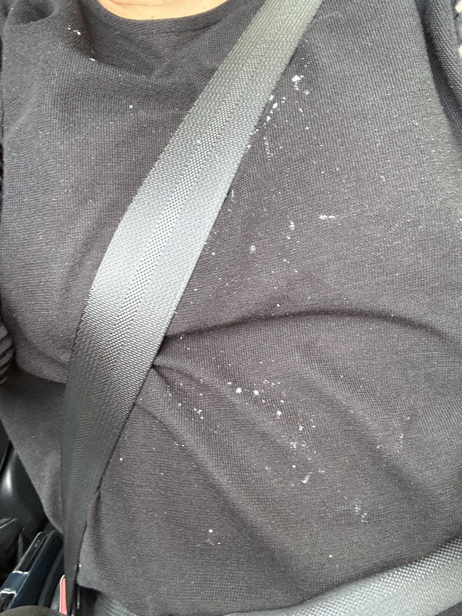 arivosmile's tweet photo. ガチマイ（食いしん坊）な私がお墓に備えたものを車で、、その残骸（笑）さて私は何を食べたのでしょうか？黒い服だから余計に目立って🤣雨に追われずお墓をまわれたことが嬉しい☘️義母の日頃の行いやな✨きっと喜んでたのさ。蝶々も来てくれたのよ♪ありがたや❣️
＃嫁として墓参り
＃食いしん坊すぎる https://t.co/cEelCfmX0l