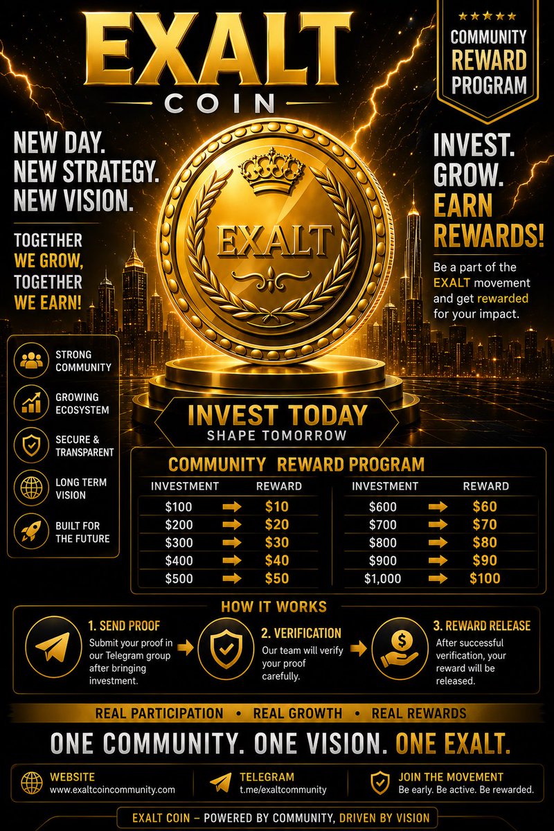 exalt_coin's tweet photo. 🌅 𝗡𝗘𝗪 𝗗𝗔𝗬. 𝗡𝗘𝗪 𝗦𝗧𝗥𝗔𝗧𝗘𝗚𝗬. 𝗡𝗘𝗪 𝗩𝗜𝗦𝗜𝗢𝗡. 🚀

EXALT isn’t slowing down…
𝗪𝗘’𝗥𝗘 𝗝𝗨𝗦𝗧 𝗚𝗘𝗧𝗧𝗜𝗡𝗚 𝗦𝗧𝗔𝗥𝗧𝗘𝗗. ⚡🔥

Every day the ecosystem grows:
💰 More Rewards
🌍 Bigger Community
📈 Stronger Vision
🚀 Bigger Future

The people building with us today may become part of something massive tomorrow. 👀

📢 EXALT Community Reward Program Active

🌐 https://t.co/HBb2TcZZsM
📢 https://t.co/COvPR5Vdsj

#EXALT #Crypto #BSC #Web3 #BullRun