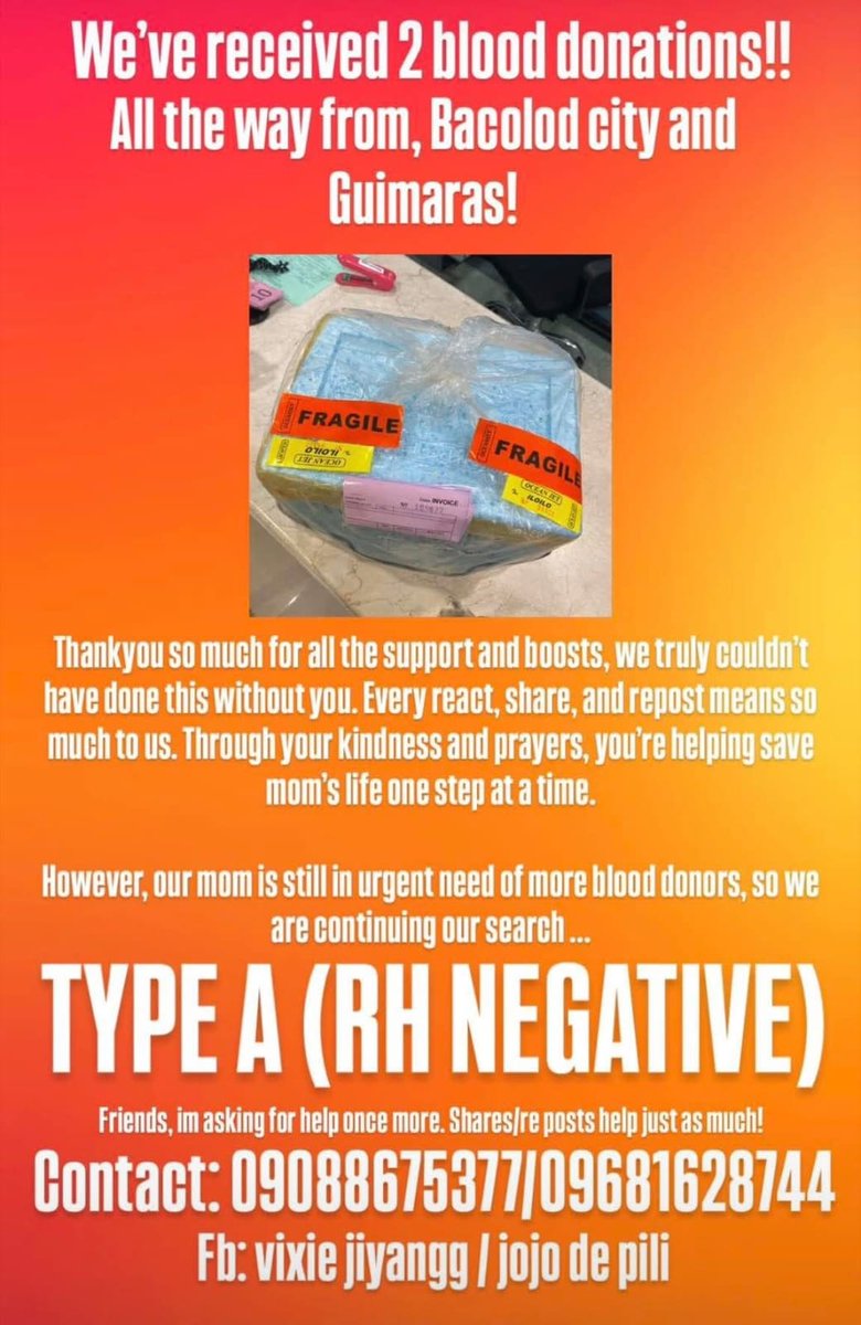 dcpuklid's tweet photo. Hi everyone, reposting this for our cousin, Shamaigne.🙏 We are in dire need of your help. She is still in the ICU at St. Paul’s Hospital Iloilo City &amp; urgently needs more donors due to her rare blood type: Blood Type A (Rh-Negative).
Kung may kakilala po kayo o leads, please con https://t.co/2jd0abLTkO