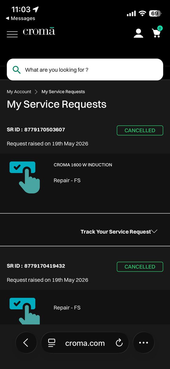 TGBCompany's tweet photo. @TataCompanies @cromaretail your customer service is either fraud or it’s your company policy. They cancel the request themselves without even calling the customer and we again have to travel to store to raise next complaint @RelianceDigital see how Croma do the fraud https://t.co/56K6rVi4kb