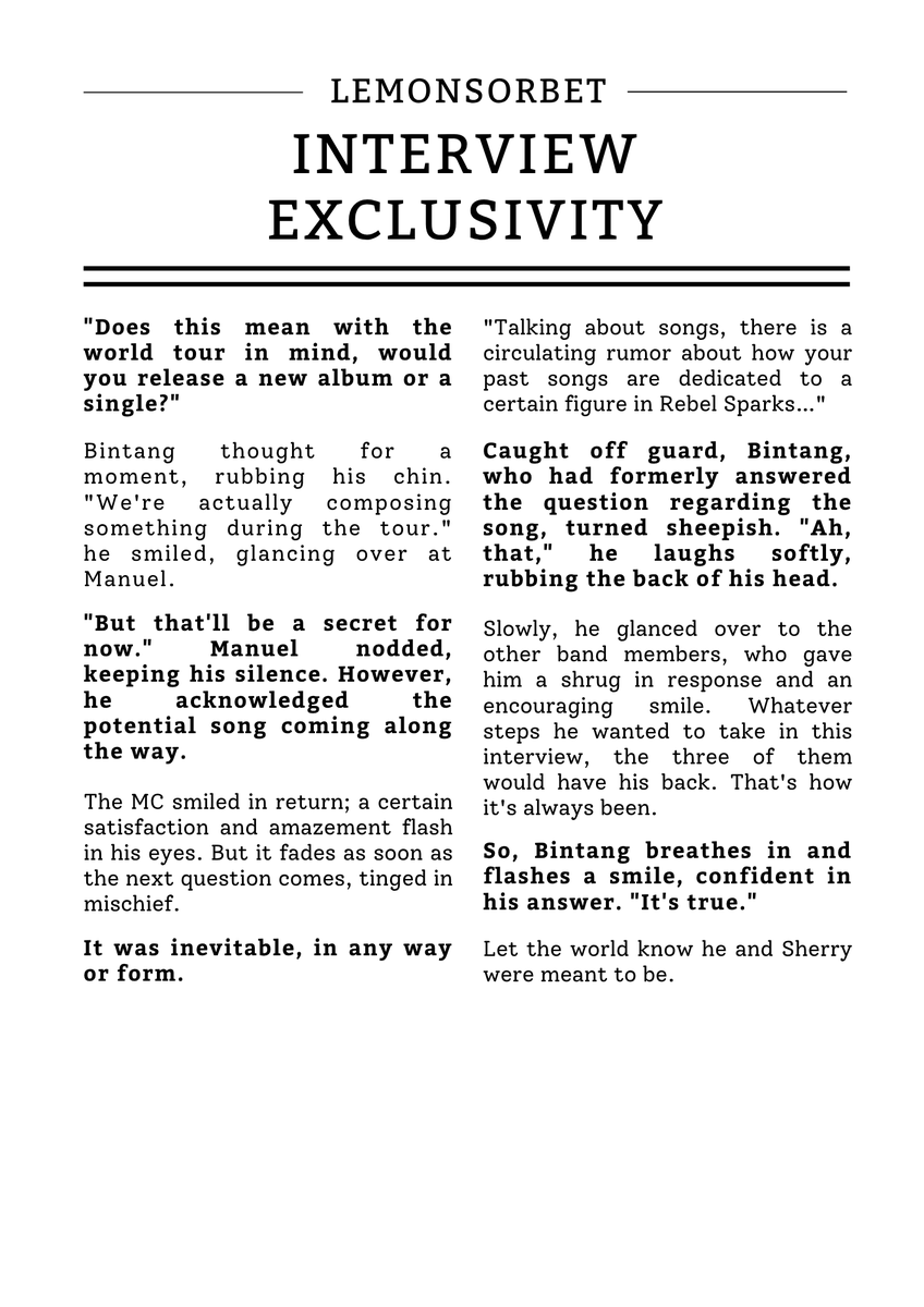 hyapollo's tweet photo. EXCLUSIVE INTERVIEW: Lemon Sorbet talked about tour, plans for the future and (un)expected revelation? More on page 22!

(one shot written by @Iiratix_ ) #oc https://t.co/kXyQeqwl2M