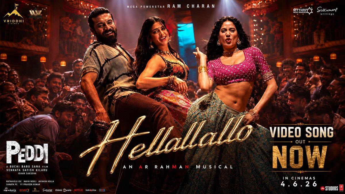 ScreenTimeGuru's tweet photo. #Hellallallo Video Song Out now 🔥🔥 

https://t.co/S4OEAXnugf…

#GetReadyForPeddi #PEDDI #JanhviKapoor #RamCharan @RakshitaaSuresh @arrahman https://t.co/PtzNKR40vx