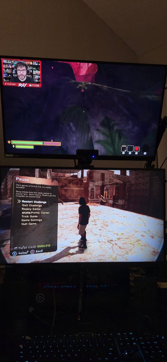 WilRockCreates's tweet photo. What a hilarious fuckin' coincidence I just witnessed!

I'm watching the VOD of the PEAK collab with @RayNarvaezJr, @Arielle_VT, and @FroggyLoch while doing Throwdowns in Skate 2.

I shouted, "Eat my ass!," and seconds later, Froggy goes, "Did you get your ass ate?" IJBOL 🤣💀 https://t.co/AG4xHzsTks