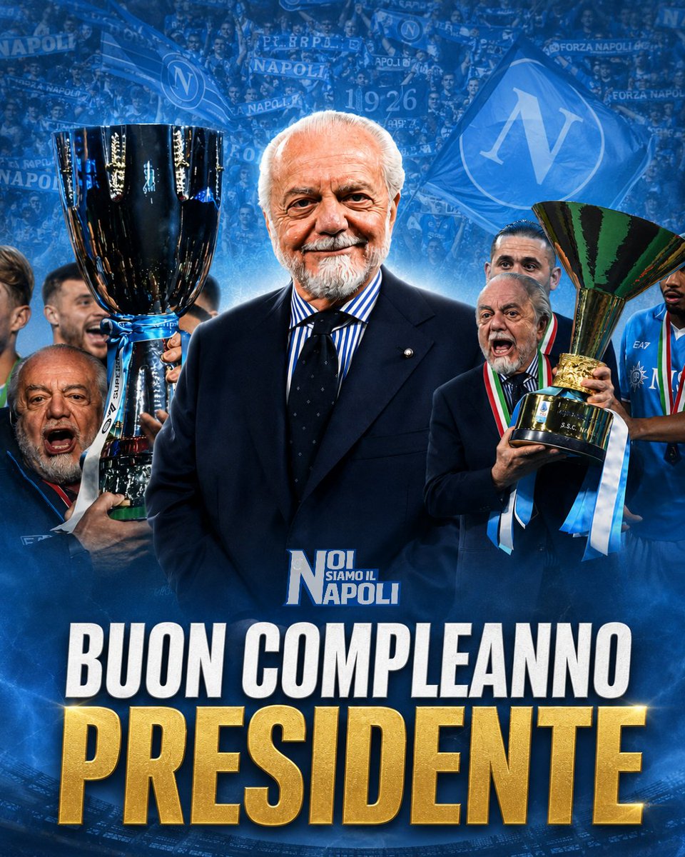 TolliVincenzo's tweet photo. Buon 77° compleanno al miglior presidente della storia del Napoli: Aurelio De Laurentiis 💙

Auguri presidente ❤️

#DeLaurentiis #ForzaNapoliSempre https://t.co/R4b70ZOWvx