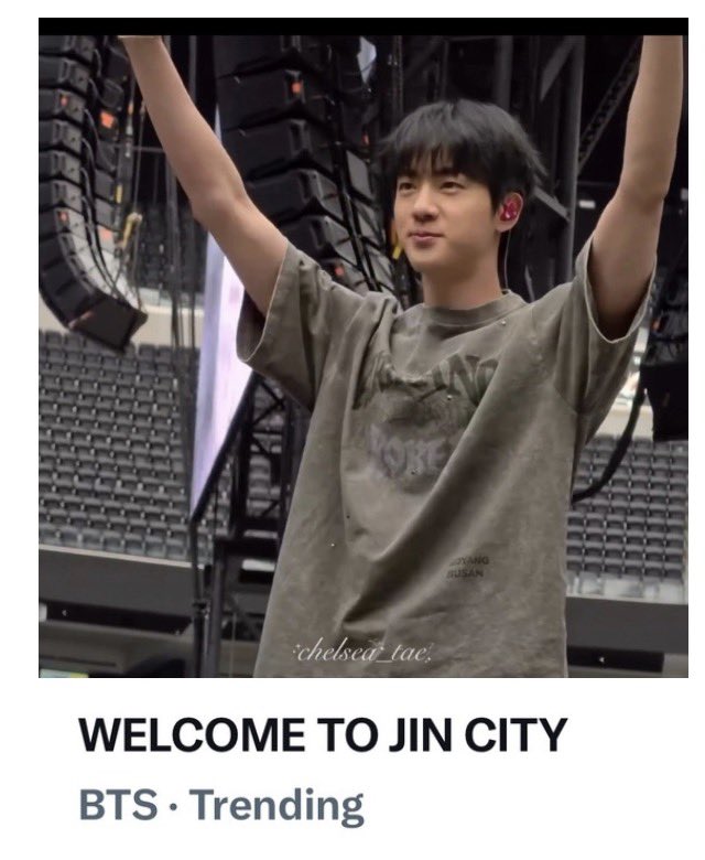 kinskay's tweet photo. Great job everyone WELCOME TO JIN CITY is trending in the US 🇺🇸. Please continue to write post for Jin . Also  use the correct tag Las Vegas instead of Vegas when you drop tags . 

#BTS_WORLDTOUR_ARIRANG_LASVEGAS

WELCOME TO JIN CITY 
#BTS_WORLDTOUR_ARIRANG
#BTS_WORLDTOUR_ARIRANG_LASVEGAS