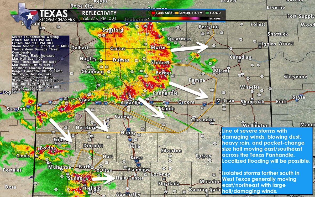 8:16 PM CDT — A line of severe storms continues moving east/southeast ...