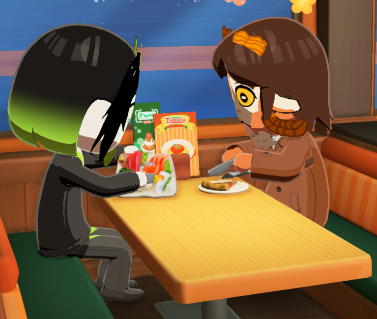 devoracarnero8's tweet photo. Dios porque está comiendo  pizza con un tenedor y un cuchillo?? si esa es la comida normal del juego https://t.co/WkKUuNYvaX