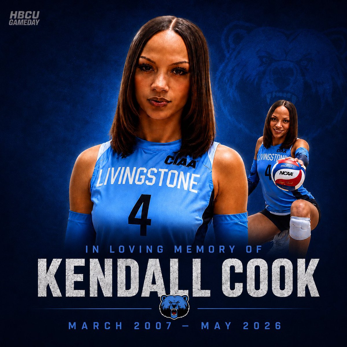 HBCUGameday's tweet photo. RIP to Kendall Cook who has tragically passed sway. 

MORE: https://t.co/2vbNW0gpem https://t.co/ziDOCUmiJe