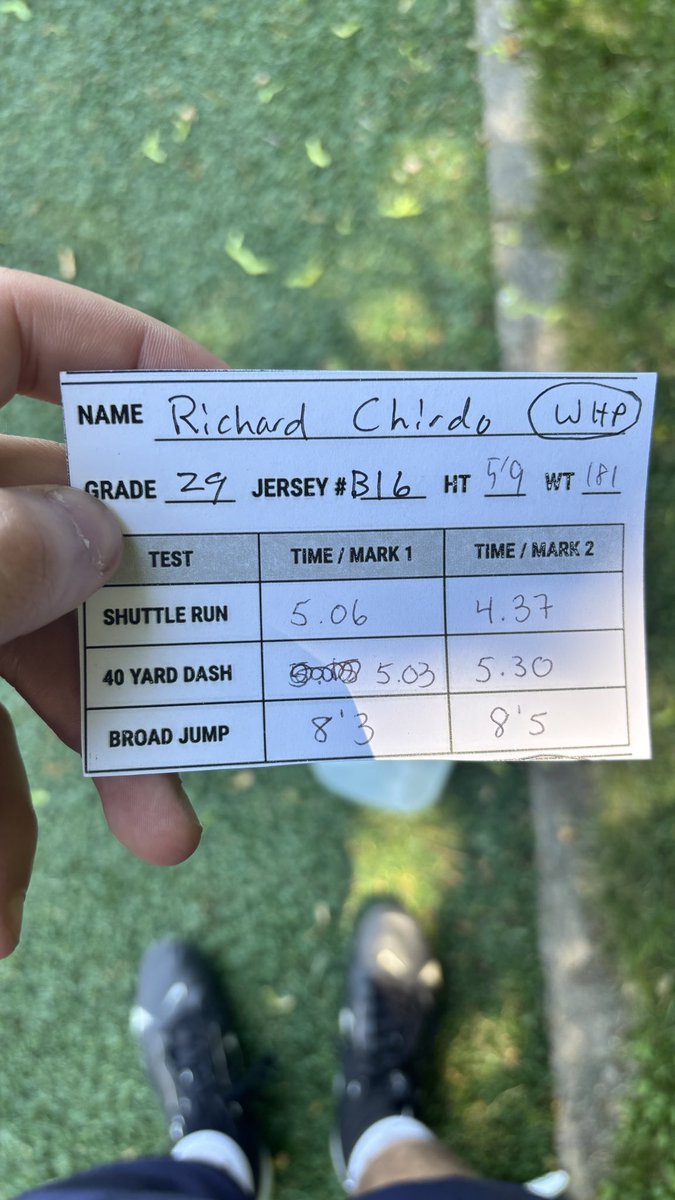 RichardChirdo29's tweet photo. Combine results from first and goal camp blessed at the opportunity @CoachBraine https://t.co/WQqG0r5SXc