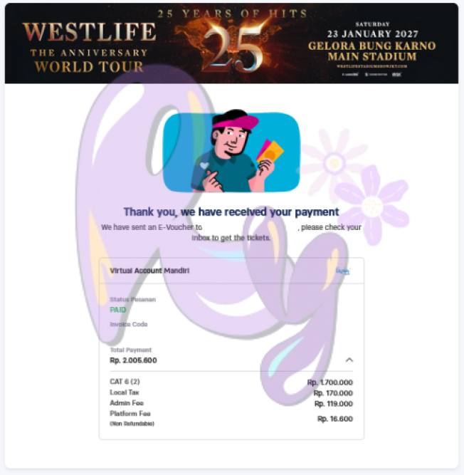 layersz_'s tweet photo. [230526] Westlife 25 Years of Hits The Anniversary World Tour Jakarta
❌not for sale
#proofjaswarry https://t.co/rkoH4fZIjn