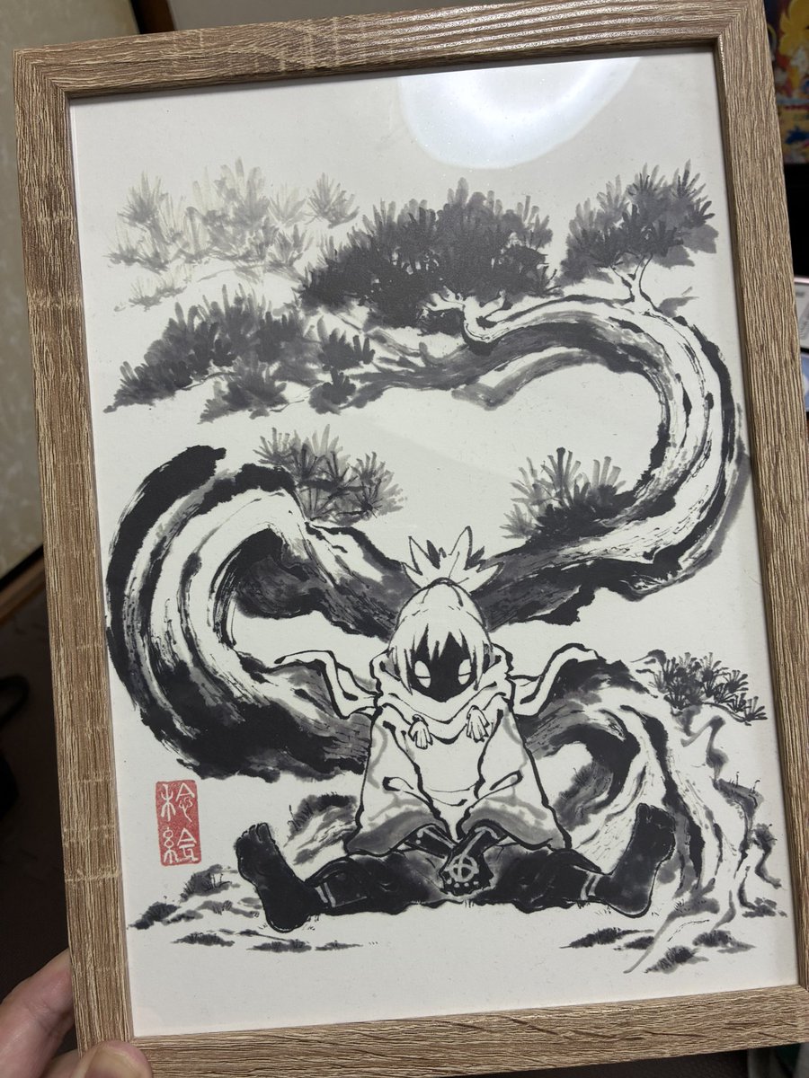 水墨画　額縁 書道・水墨画額 YW24 AP型 アルミ製のすっきりした書道額、背景の布地