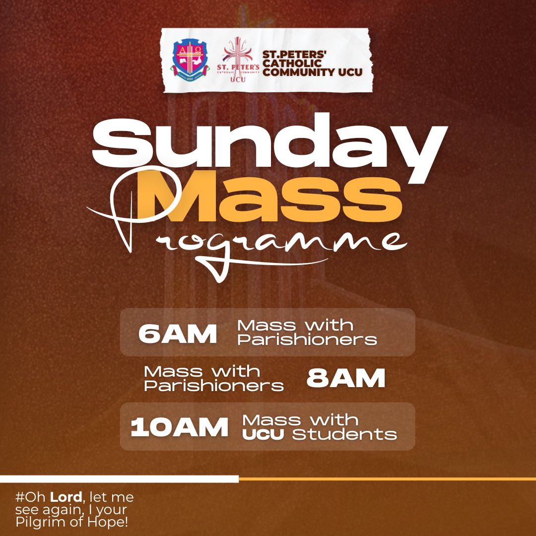 st_petersUCU's tweet photo. 10AM Mass is for YOU, UCU students! 🙏We cordially invite you all this Sunday. We especially welcome our Year One Catholic students for a brief orientation immediately after Mass. This session will introduce you to the chaplaincy activities and ways to grow in faith while at UCU. https://t.co/L3dcNn2kfh
