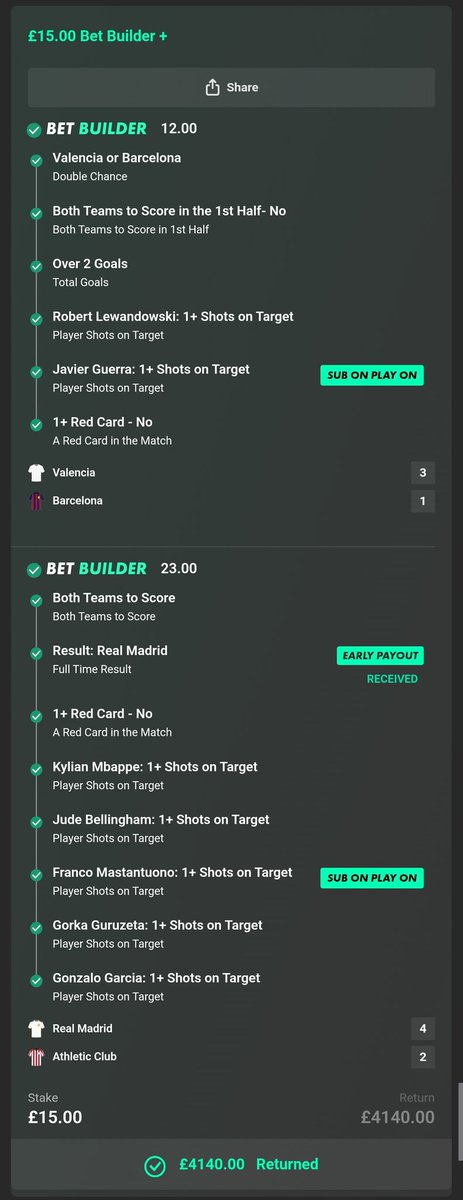 Majestytips's tweet photo. £15 → £4,140 🤯🔥

276/1 LANDED 🚀
La Liga absolutely printed tonight 🇪🇸⚽

Mbappé ✔️
Bellingham ✔️
Lewandowski ✔️
14+ selections nailed 😮‍💨

LIKE + RETWEET and I might drop a free VIP ticket giveaway tonight 👀💰 https://t.co/7sVDY1igMh