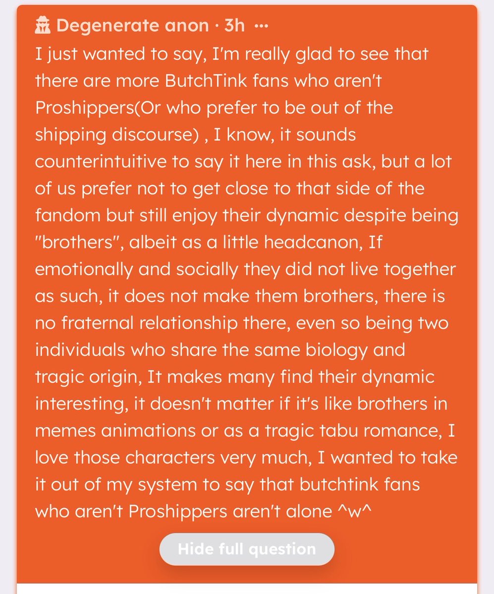 rapegensfess's tweet photo. I find it really funny how hard you’re trying to justify not being part of “that side” in the end people are gonna find you weird for shipping siblings so why does it matter if someone who ships butchtink is or isn’t a proshipper? 
#rapegenicsconfessions -🦤 https://t.co/dKMSvDDu8H