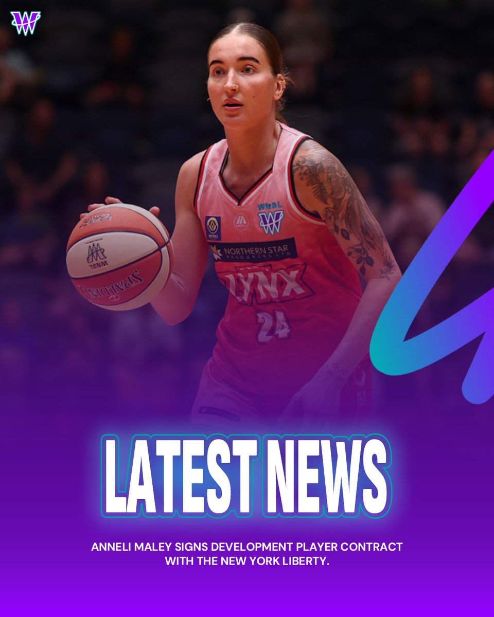 WNBL's tweet photo. WNBL superstar Anneli Maley is heading back to the Big Apple, signing a Development Player contract with the New York Liberty 👀 https://t.co/b87ANo9f4b